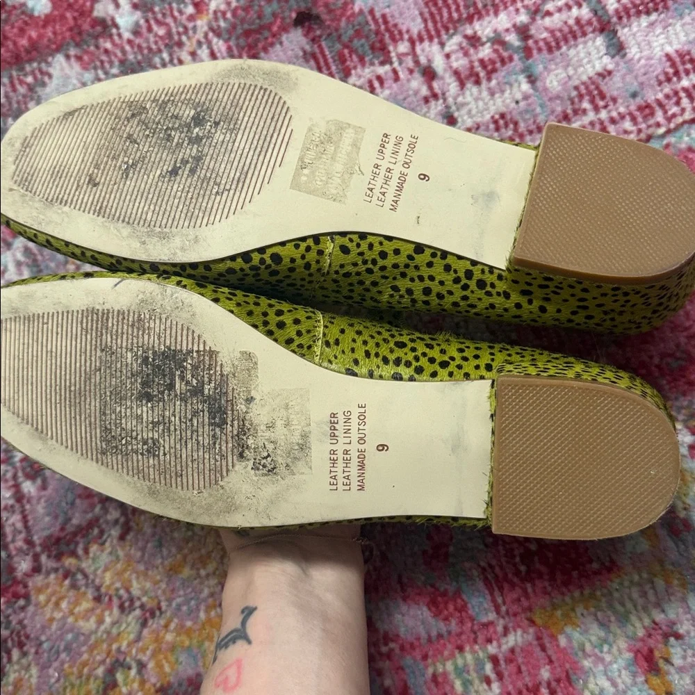 INTENTIONALLY BLANK Chartreuse Mary Jane Flats with Black Spots - Picture 3 of 4
